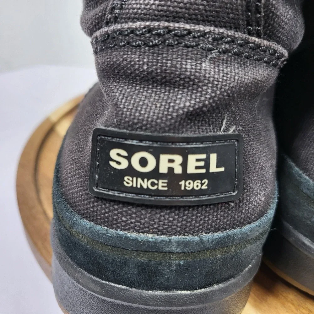Sorel Canvas Boots Men Size 9 Black Good NM1688-010 High Top Utility Rugged